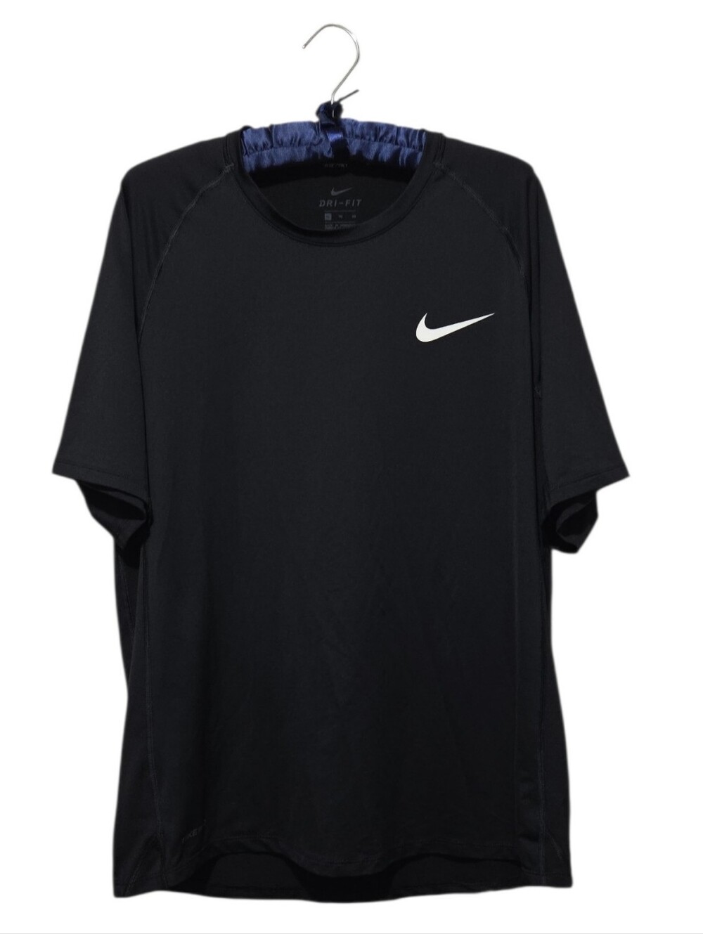 Nike Pro Black Short Sleeve Dri-FIT Crew Men's Tee with White Swoosh XL